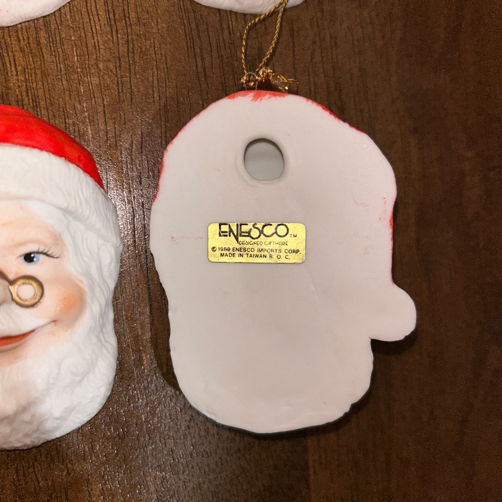 Enesco Santa Claus 1989 Vintage Porcelain Holiday Ornaments Set of 6 - Picture 5 of 5